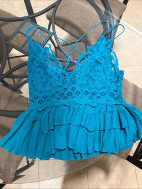 Free People Lace-Trim Ruffle Cami Top